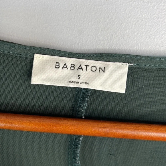 BABATON Aritzia Baggy Silky Shift Dress Forrest Green V-Neck Short Sleeve Small - Picture 7 of 11
